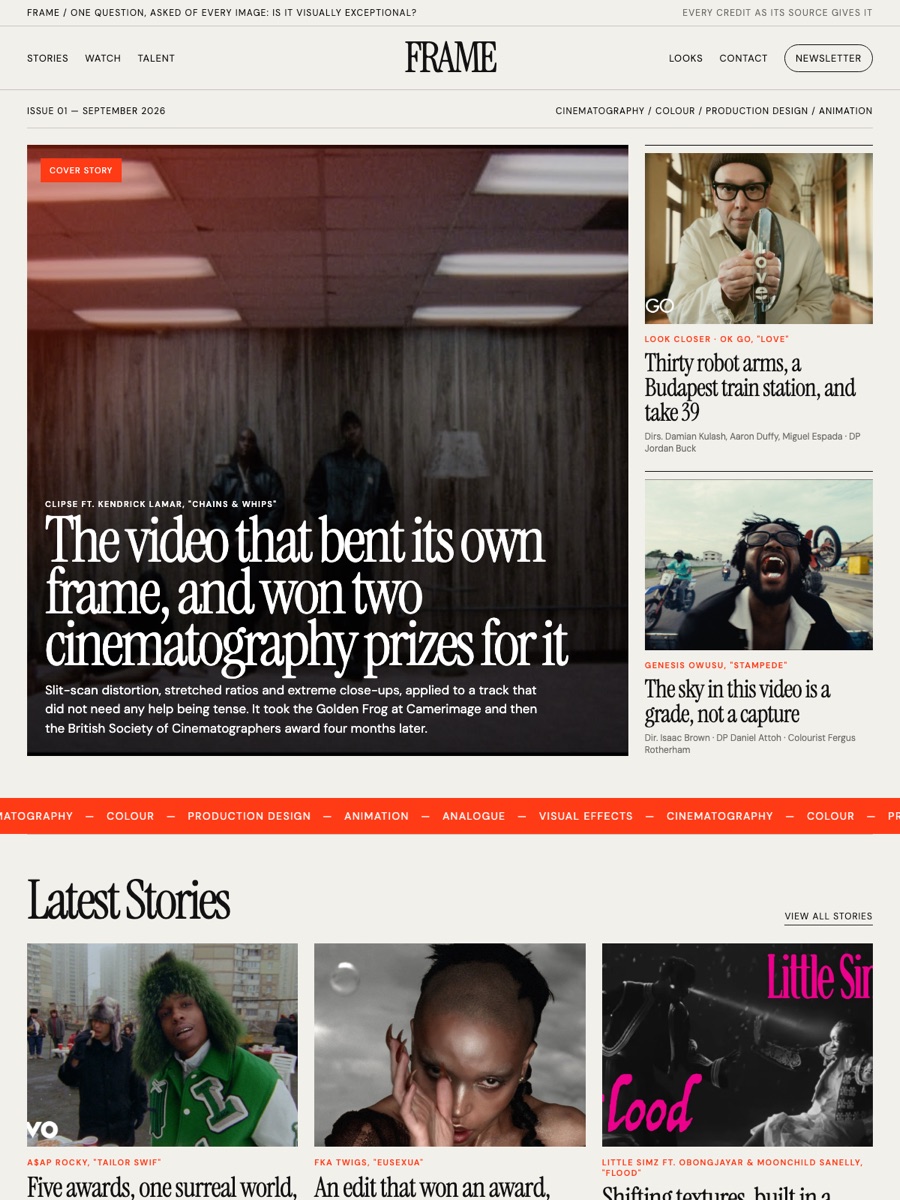 FRAME front page