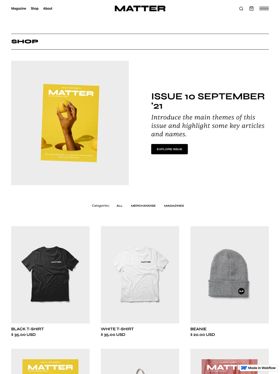 MatterMag front page